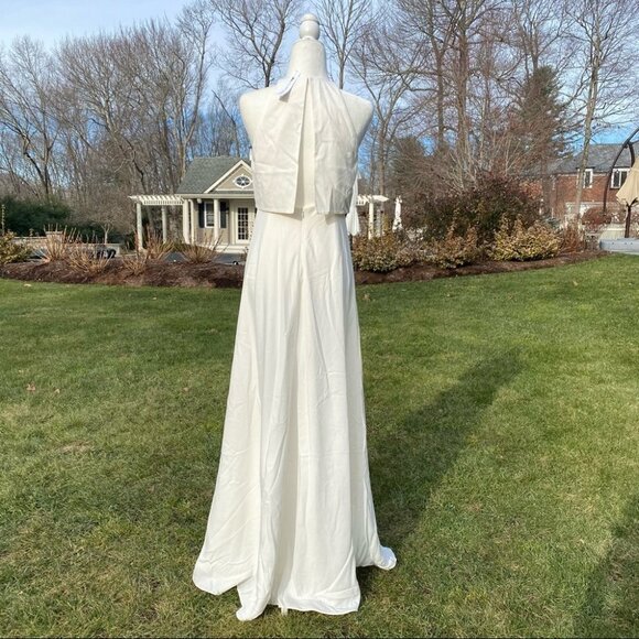 NWT Anthropologie BHLDN Jill Stuart Iva Crepe Maxi Dress Wedding White - Picture 12 of 14
